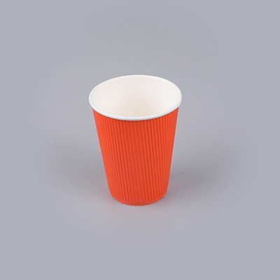 Restpresso 12 oz Tangerine Orange Paper Coffee Cup - Ripple Wall - 3 1/2" x 3 1/2" x 4 1/4" - 25 count box