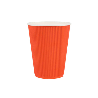 Restpresso 12 oz Tangerine Orange Paper Coffee Cup - Ripple Wall - 3 1/2" x 3 1/2" x 4 1/4" - 500 count box