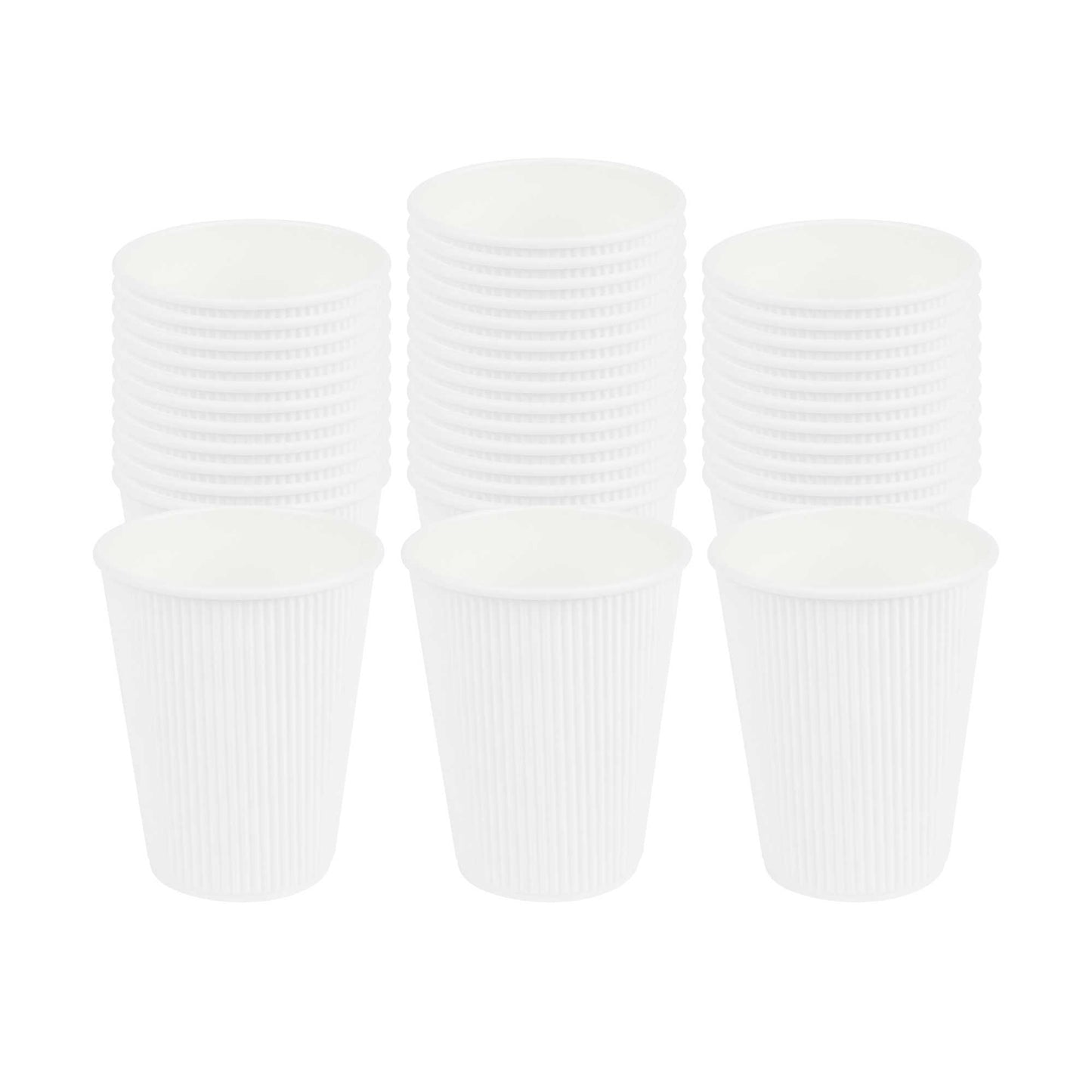 Restpresso 12 oz White Paper Coffee Cup - Ripple Wall - 3 1/2" x 3 1/2" x 4 1/4" - 500 count box