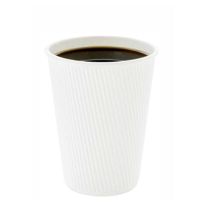 Restpresso 12 oz White Paper Coffee Cup - Ripple Wall - 3 1/2" x 3 1/2" x 4 1/4" - 25 count box