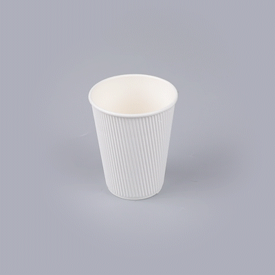 Restpresso 12 oz White Paper Coffee Cup - Ripple Wall - 3 1/2" x 3 1/2" x 4 1/4" - 25 count box