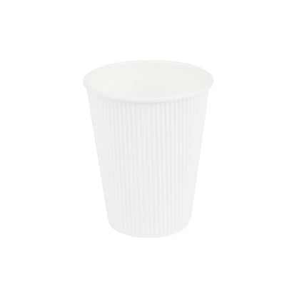 Restpresso 12 oz White Paper Coffee Cup - Ripple Wall - 3 1/2" x 3 1/2" x 4 1/4" - 500 count box