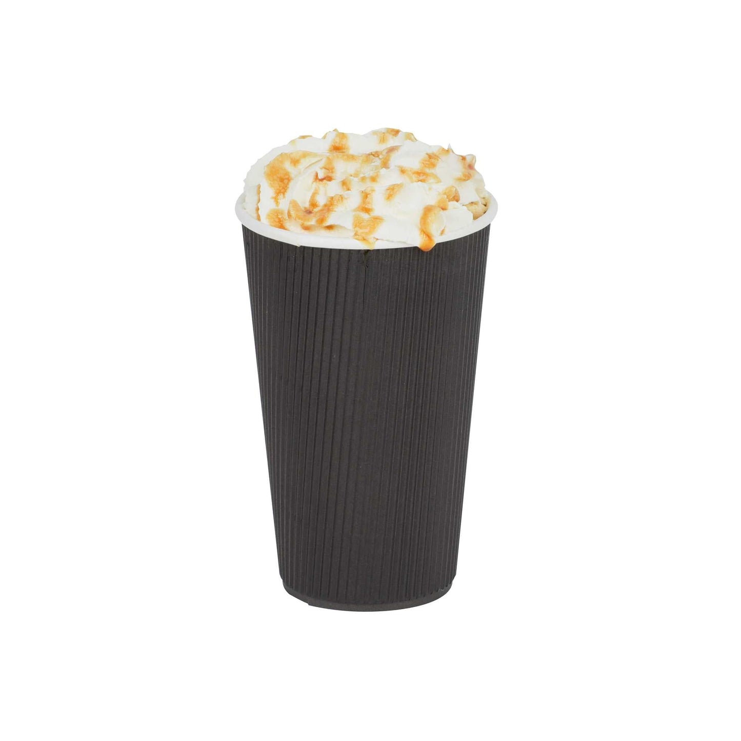 Restpresso 16 oz Black Paper Coffee Cup - Ripple Wall - 3 1/2" x 3 1/2" x 5 1/2" - 25 count box