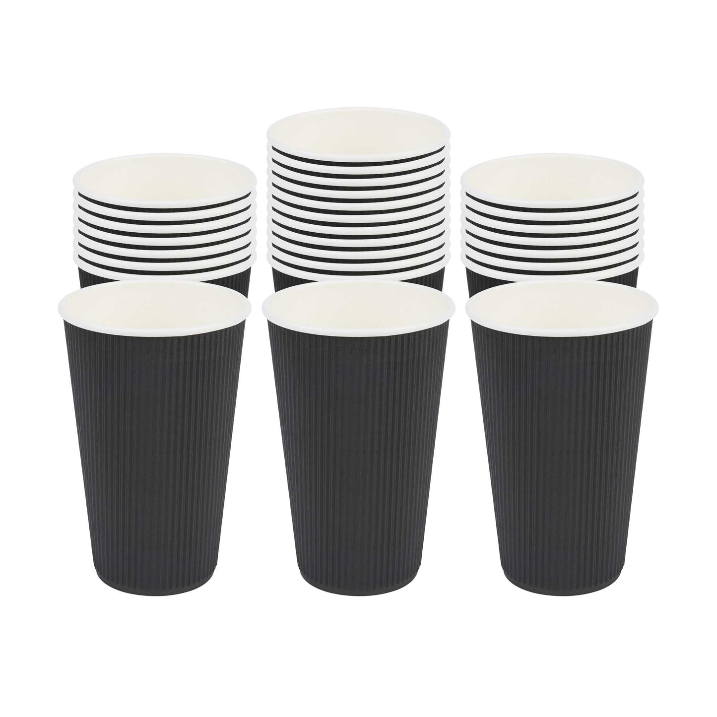 Restpresso 16 oz Black Paper Coffee Cup - Ripple Wall - 3 1/2" x 3 1/2" x 5 1/2" - 25 count box