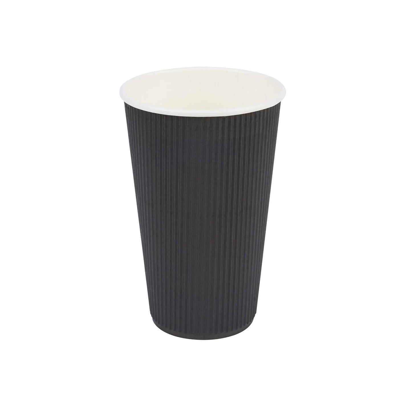 Restpresso 16 oz Black Paper Coffee Cup - Ripple Wall - 3 1/2" x 3 1/2" x 5 1/2" - 25 count box