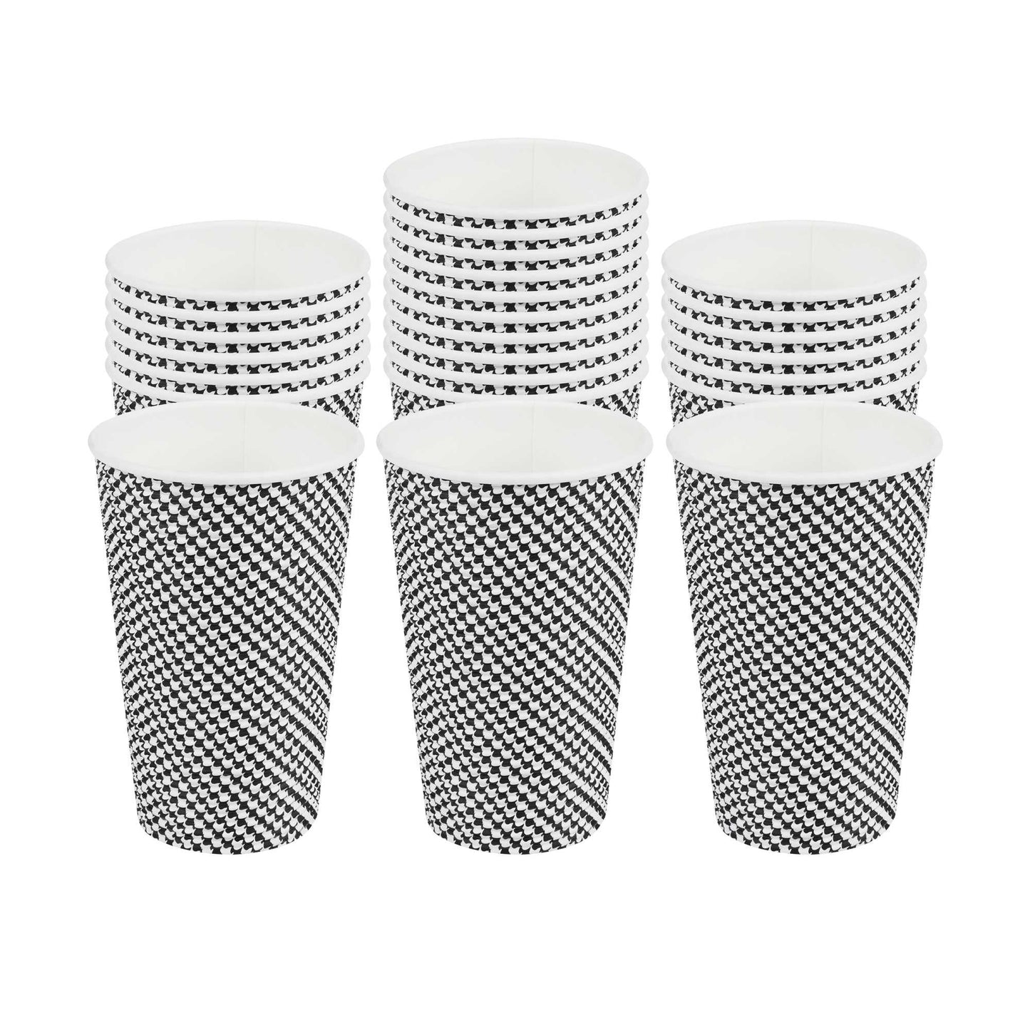 Restpresso 16 oz Houndstooth Paper Coffee Cup - Spiral Wall - 3 1/2" x 3 1/2" x 5 1/2" - 25 count box
