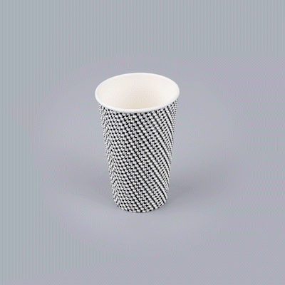 Restpresso 16 oz Houndstooth Paper Coffee Cup - Spiral Wall - 3 1/2" x 3 1/2" x 5 1/2" - 25 count box