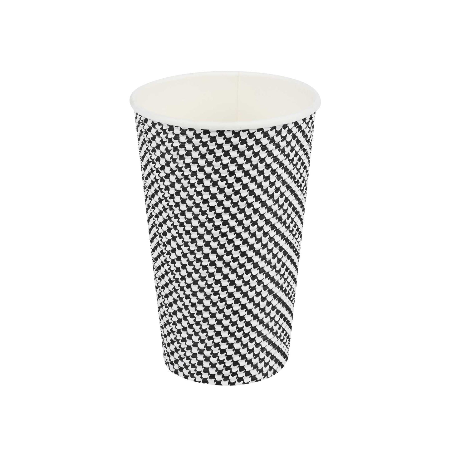 Restpresso 16 oz Houndstooth Paper Coffee Cup - Spiral Wall - 3 1/2" x 3 1/2" x 5 1/2" - 500 count box