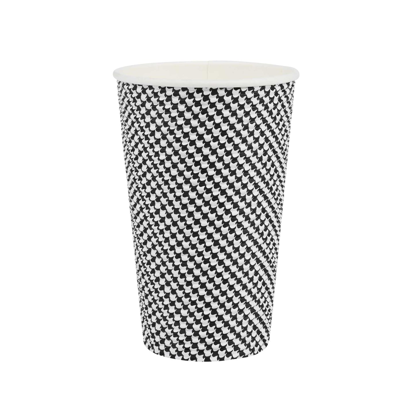 Restpresso 16 oz Houndstooth Paper Coffee Cup - Spiral Wall - 3 1/2" x 3 1/2" x 5 1/2" - 500 count box
