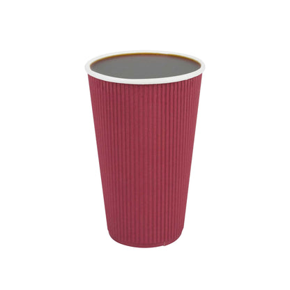 Restpresso 16 oz Crimson Paper Coffee Cup - Ripple Wall - 3 1/2" x 3 1/2" x 5 1/2" - 500 count box