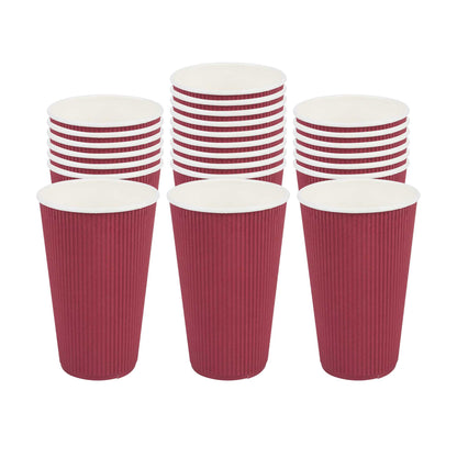 Restpresso 16 oz Crimson Paper Coffee Cup - Ripple Wall - 3 1/2" x 3 1/2" x 5 1/2" - 500 count box