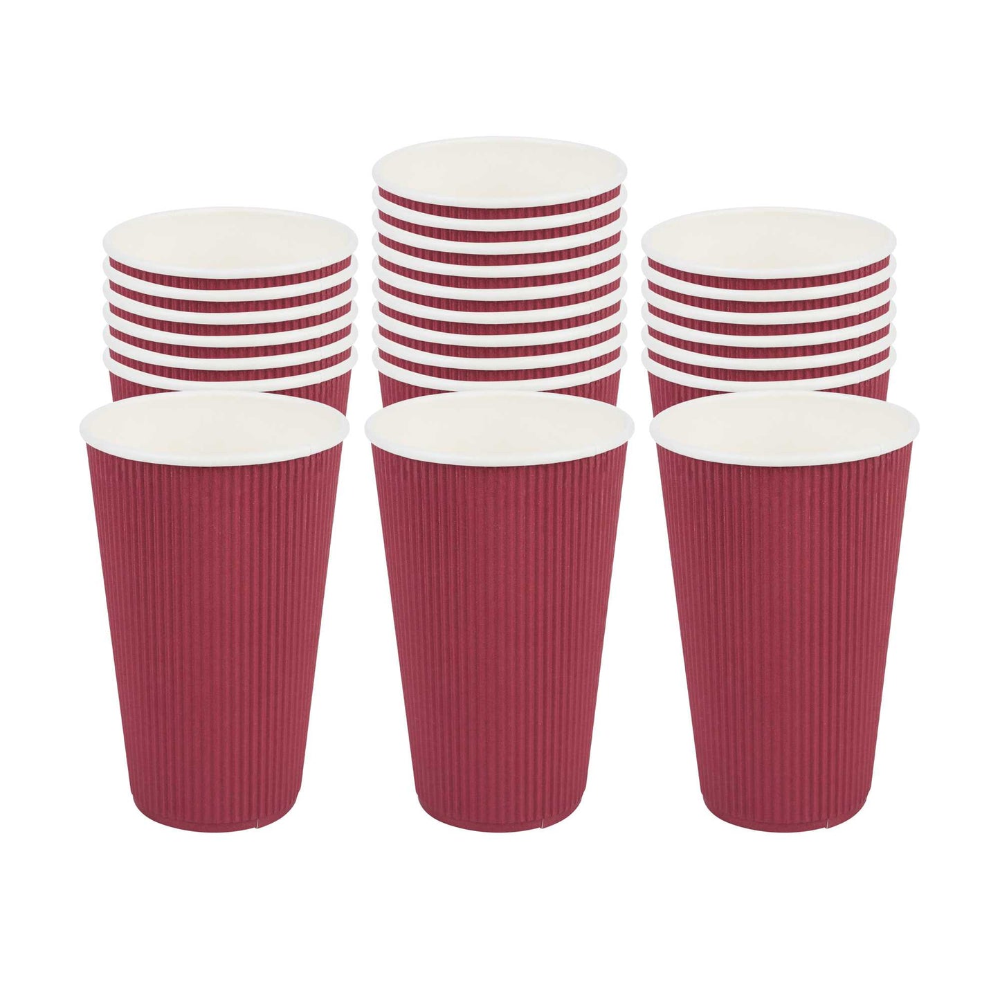 Restpresso 16 oz Crimson Paper Coffee Cup - Ripple Wall - 3 1/2" x 3 1/2" x 5 1/2" - 25 count box