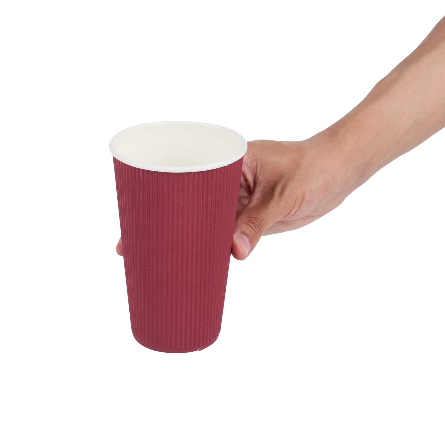 Restpresso 16 oz Crimson Paper Coffee Cup - Ripple Wall - 3 1/2" x 3 1/2" x 5 1/2" - 25 count box