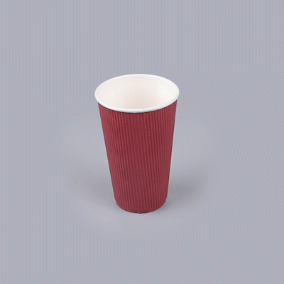 Restpresso 16 oz Crimson Paper Coffee Cup - Ripple Wall - 3 1/2" x 3 1/2" x 5 1/2" - 25 count box