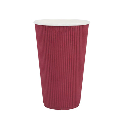 Restpresso 16 oz Crimson Paper Coffee Cup - Ripple Wall - 3 1/2" x 3 1/2" x 5 1/2" - 500 count box