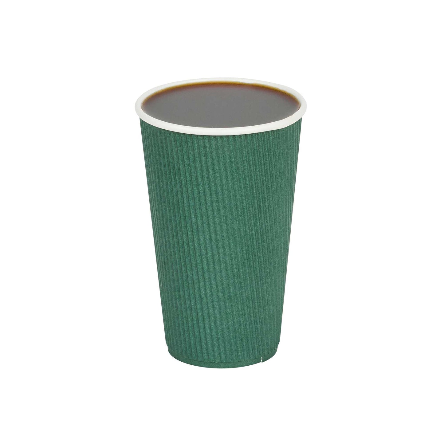 Restpresso 16 oz Forest Green Paper Coffee Cup - Ripple Wall - 3 1/2" x 3 1/2" x 5 1/2" - 25 count box