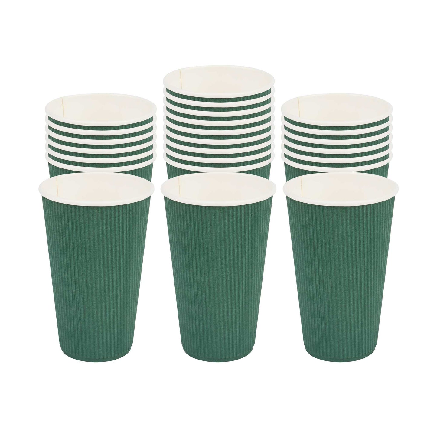 Restpresso 16 oz Forest Green Paper Coffee Cup - Ripple Wall - 3 1/2" x 3 1/2" x 5 1/2" - 25 count box