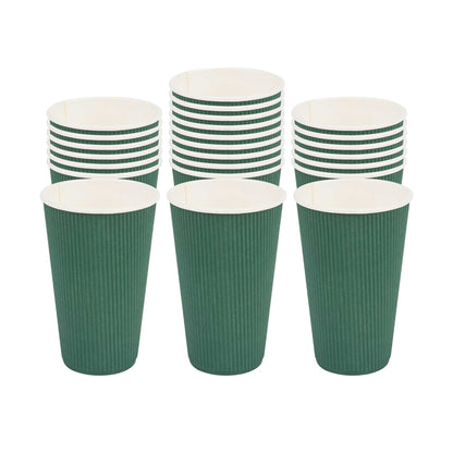 Restpresso 16 oz Forest Green Paper Coffee Cup - Ripple Wall - 3 1/2" x 3 1/2" x 5 1/2" - 25 count box