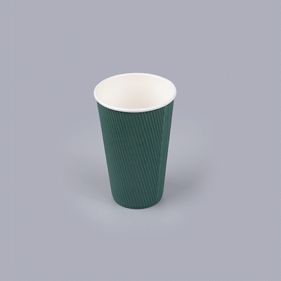 Restpresso 16 oz Forest Green Paper Coffee Cup - Ripple Wall - 3 1/2" x 3 1/2" x 5 1/2" - 25 count box