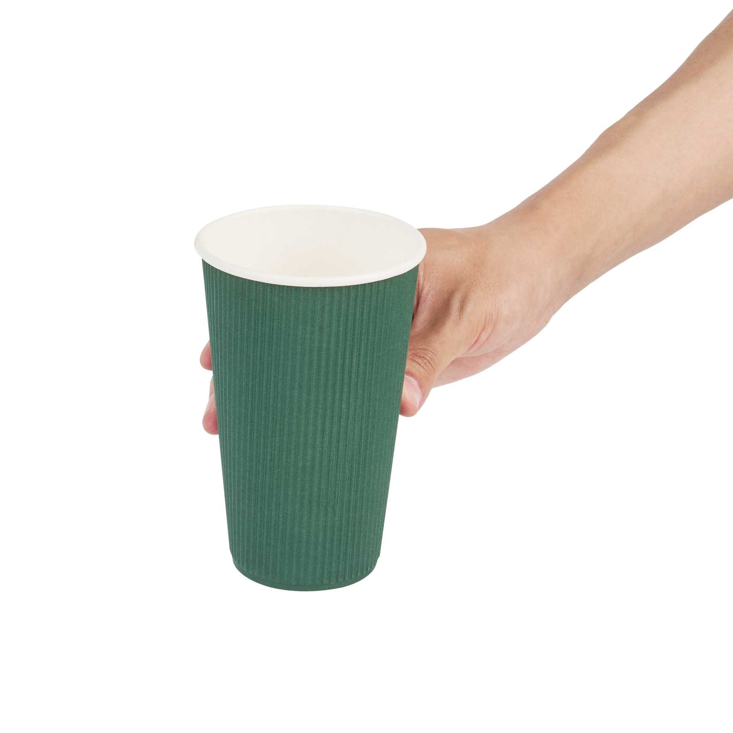 Restpresso 16 oz Forest Green Paper Coffee Cup - Ripple Wall - 3 1/2" x 3 1/2" x 5 1/2" - 500 count box