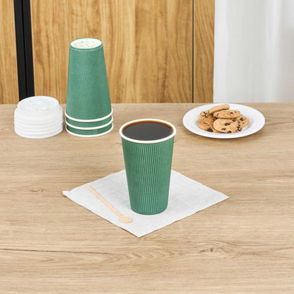 Restpresso 16 oz Forest Green Paper Coffee Cup - Ripple Wall - 3 1/2" x 3 1/2" x 5 1/2" - 500 count box