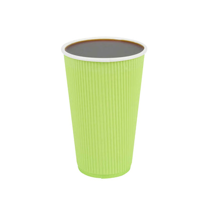 Restpresso 16 oz Eco Green Paper Coffee Cup - Ripple Wall - 3 1/2" x 3 1/2" x 5 1/2" - 500 count box