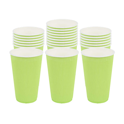Restpresso 16 oz Eco Green Paper Coffee Cup - Ripple Wall - 3 1/2" x 3 1/2" x 5 1/2" - 25 count box