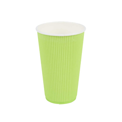 Restpresso 16 oz Eco Green Paper Coffee Cup - Ripple Wall - 3 1/2" x 3 1/2" x 5 1/2" - 25 count box