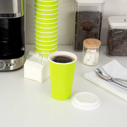 Restpresso 16 oz Eco Green Paper Coffee Cup - Ripple Wall - 3 1/2" x 3 1/2" x 5 1/2" - 25 count box