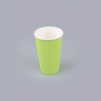 Restpresso 16 oz Eco Green Paper Coffee Cup - Ripple Wall - 3 1/2" x 3 1/2" x 5 1/2" - 500 count box