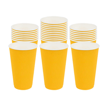 Restpresso 16 oz Yellow Paper Coffee Cup - Ripple Wall - 3 1/2" x 3 1/2" x 5 1/2" - 500 count box