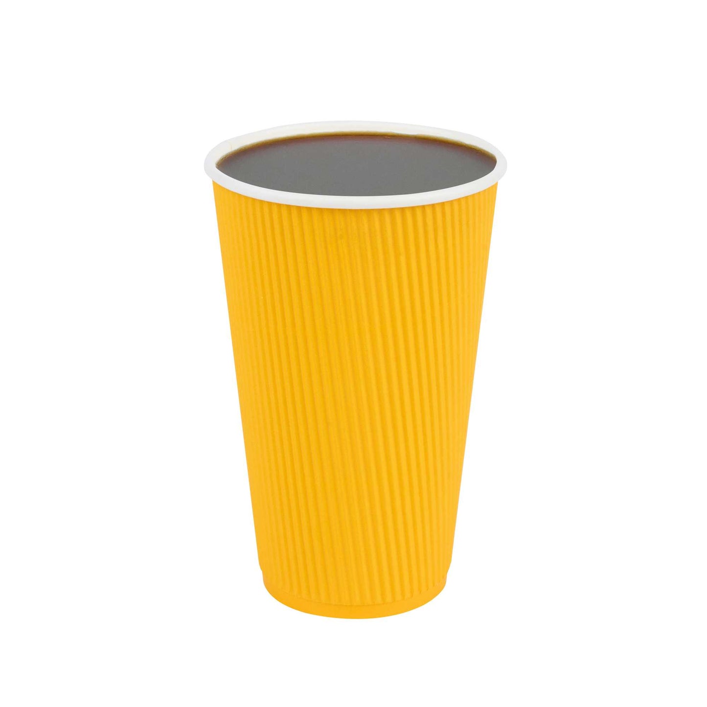 Restpresso 16 oz Yellow Paper Coffee Cup - Ripple Wall - 3 1/2" x 3 1/2" x 5 1/2" - 25 count box