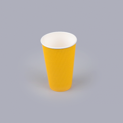 Restpresso 16 oz Yellow Paper Coffee Cup - Ripple Wall - 3 1/2" x 3 1/2" x 5 1/2" - 25 count box