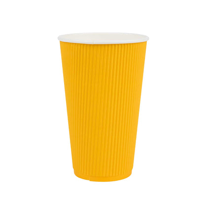 Restpresso 16 oz Yellow Paper Coffee Cup - Ripple Wall - 3 1/2" x 3 1/2" x 5 1/2" - 500 count box