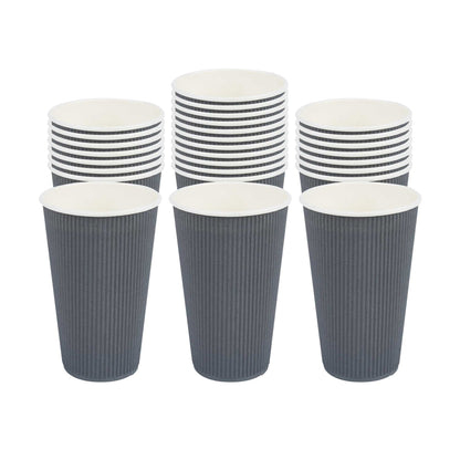 Restpresso 16 oz Gray Paper Coffee Cup - Ripple Wall - 3 1/2" x 3 1/2" x 5 1/2" - 500 count box