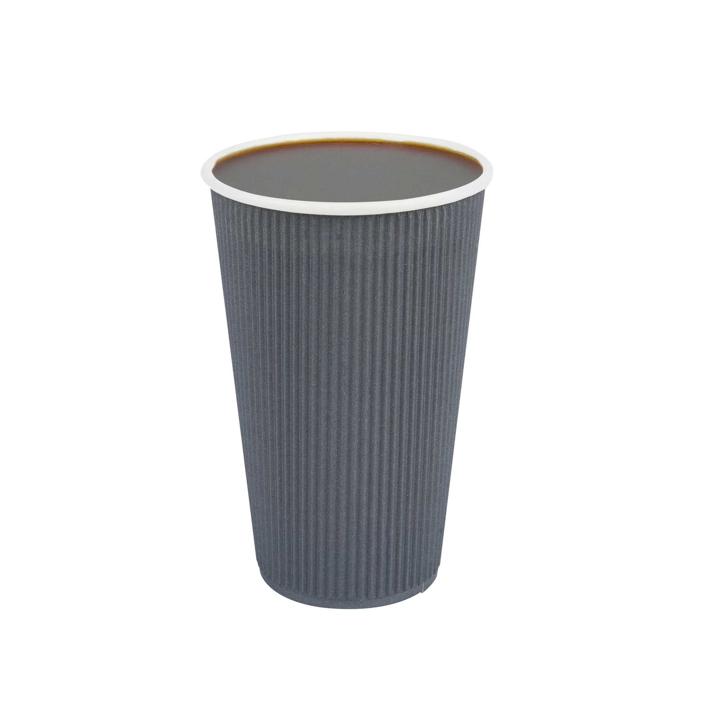 Restpresso 16 oz Gray Paper Coffee Cup - Ripple Wall - 3 1/2" x 3 1/2" x 5 1/2" - 25 count box
