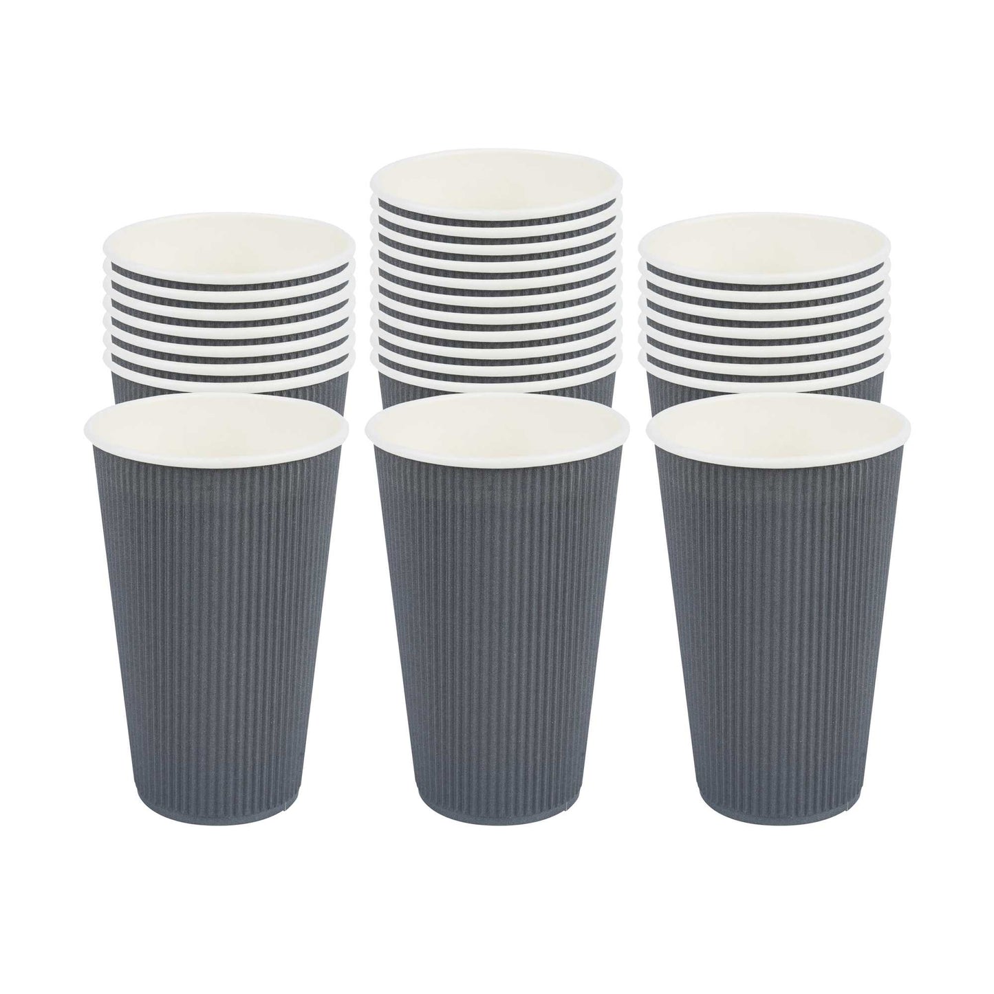 Restpresso 16 oz Gray Paper Coffee Cup - Ripple Wall - 3 1/2" x 3 1/2" x 5 1/2" - 25 count box