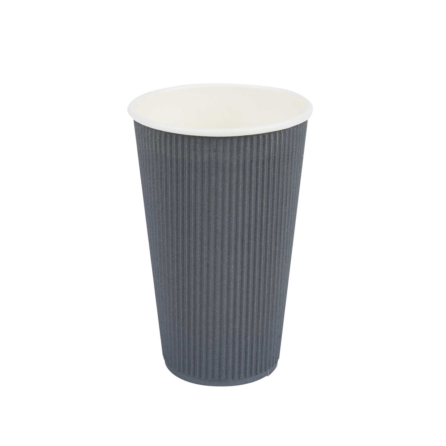 Restpresso 16 oz Gray Paper Coffee Cup - Ripple Wall - 3 1/2" x 3 1/2" x 5 1/2" - 25 count box