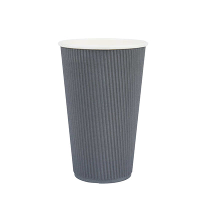 Restpresso 16 oz Gray Paper Coffee Cup - Ripple Wall - 3 1/2" x 3 1/2" x 5 1/2" - 25 count box