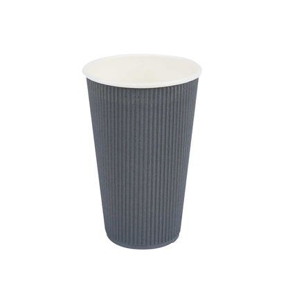 Restpresso 16 oz Gray Paper Coffee Cup - Ripple Wall - 3 1/2" x 3 1/2" x 5 1/2" - 500 count box