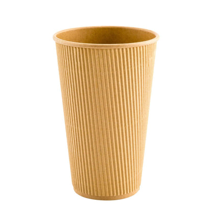 Restpresso 16 oz Kraft Paper Coffee Cup - Ripple Wall - 3 1/2" x 3 1/2" x 5 1/2" - 500 count box