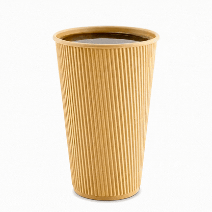 Restpresso 16 oz Kraft Paper Coffee Cup - Ripple Wall - 3 1/2" x 3 1/2" x 5 1/2" - 500 count box