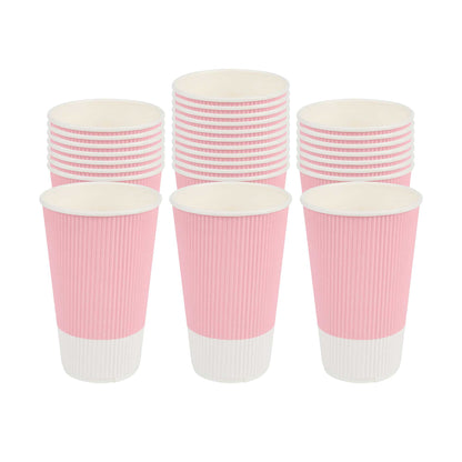 Restpresso 16 oz Light Pink Paper Coffee Cup - Ripple Wall - 3 1/2" x 3 1/2" x 5 1/2" - 500 count box