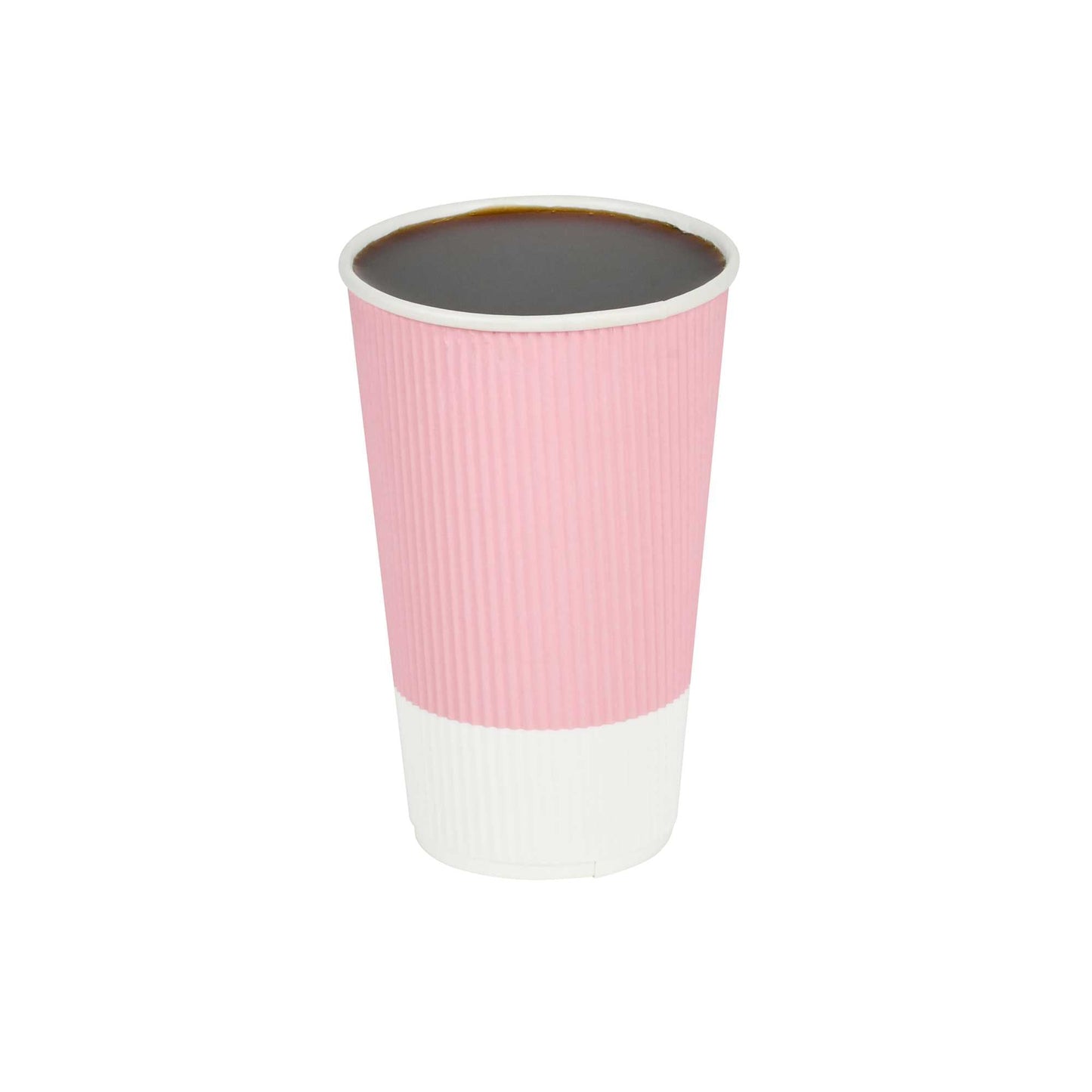 Restpresso 16 oz Light Pink Paper Coffee Cup - Ripple Wall - 3 1/2" x 3 1/2" x 5 1/2" - 25 count box