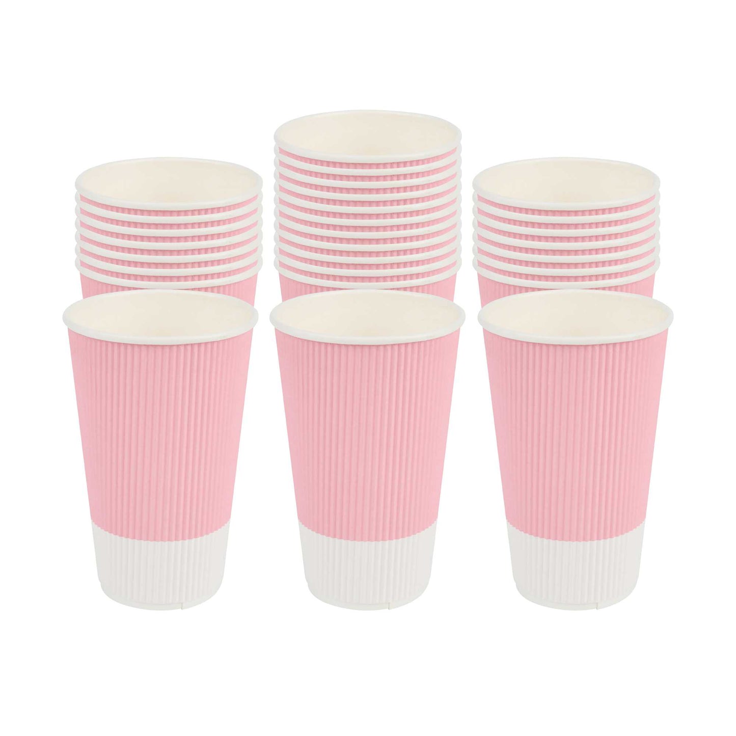 Restpresso 16 oz Light Pink Paper Coffee Cup - Ripple Wall - 3 1/2" x 3 1/2" x 5 1/2" - 25 count box