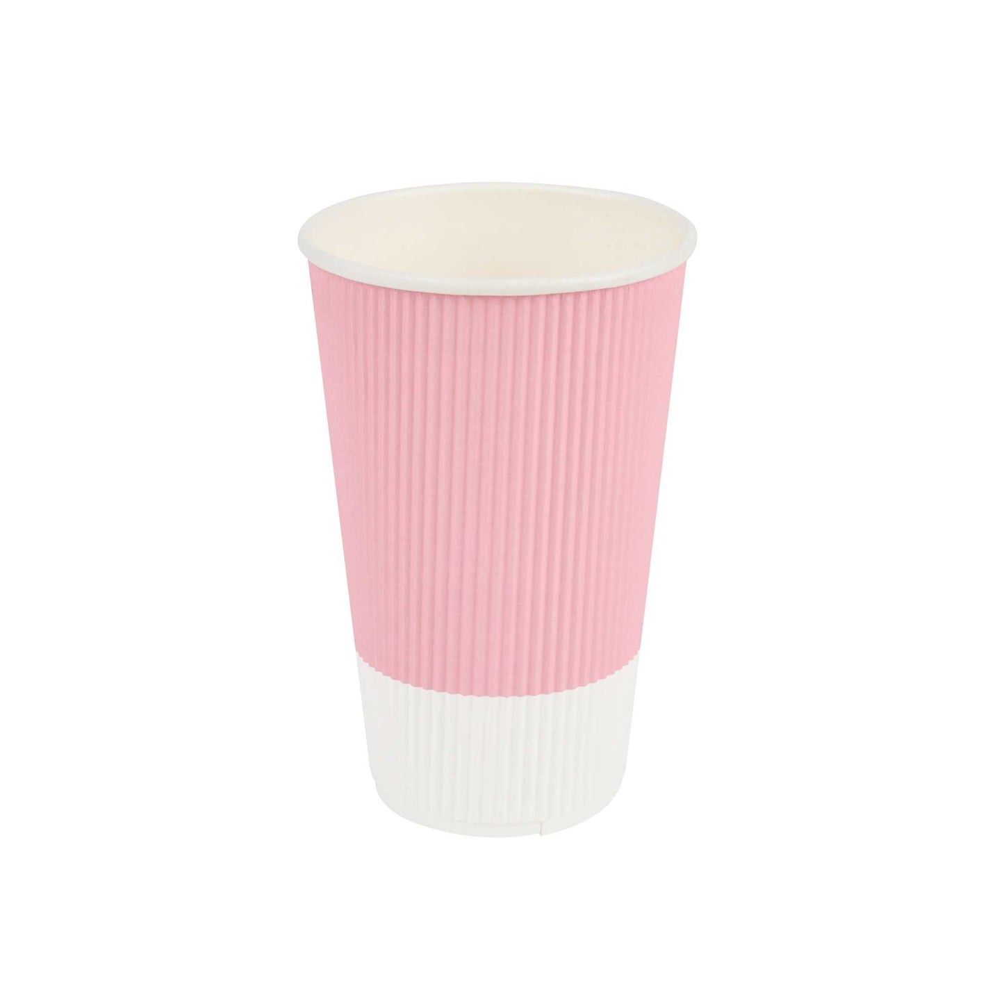 Restpresso 16 oz Light Pink Paper Coffee Cup - Ripple Wall - 3 1/2" x 3 1/2" x 5 1/2" - 25 count box