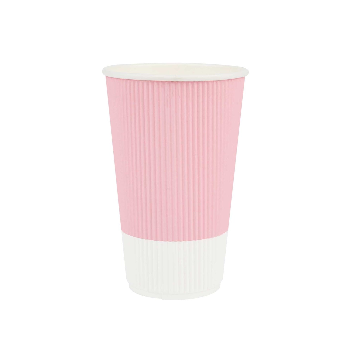 Restpresso 16 oz Light Pink Paper Coffee Cup - Ripple Wall - 3 1/2" x 3 1/2" x 5 1/2" - 25 count box
