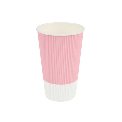Restpresso 16 oz Light Pink Paper Coffee Cup - Ripple Wall - 3 1/2" x 3 1/2" x 5 1/2" - 500 count box