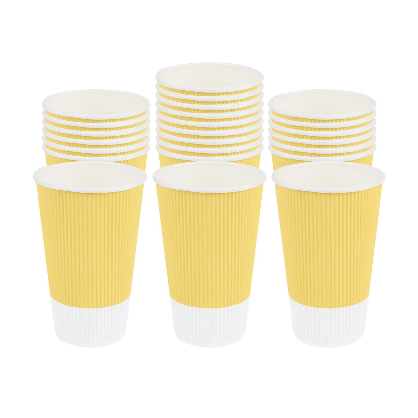 Restpresso 16 oz Light Yellow Paper Coffee Cup - Ripple Wall - 3 1/2" x 3 1/2" x 5 1/2" - 500 count box