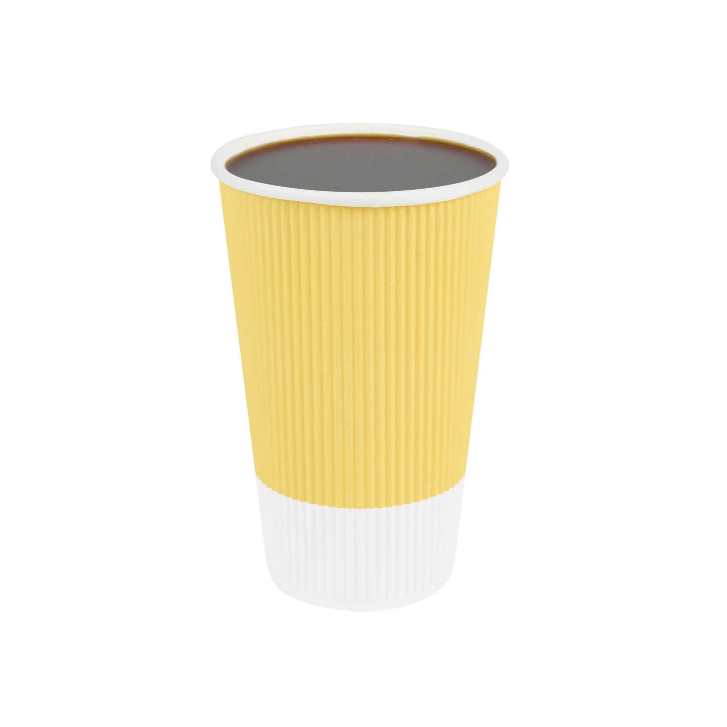 Restpresso 16 oz Light Yellow Paper Coffee Cup - Ripple Wall - 3 1/2" x 3 1/2" x 5 1/2" - 25 count box